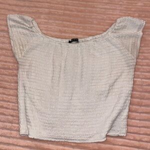 Brandy Melville Off-Shoulder Smocked Top - Light Cream